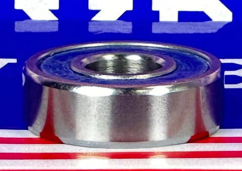 Side view of Hybrid Ceramic 6000-2RS Stainless Steel Ball Bearing 10x26x8mm with polished silver finish.