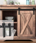 3.5FT Super Mini Sliding Barn Door Hardware Kit for Single Cabinet Doors on TV Stands and Small Wardrobes, I Shape Hanger Design