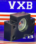 High Performance Ballscrew Support Bearing BF12 Type in black housing, shown in side profile on blue and red striped packaging