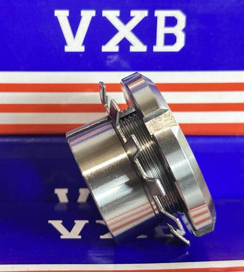 H214 70mm Adapter Sleeve w/Lock Nut & Washer side view on a VXLB branded background.