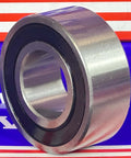Side view of W205PP Bearing 25mm x 52mm x 13/16" inch - Sealed Ball Bearing with chrome steel finish and rubber seals
