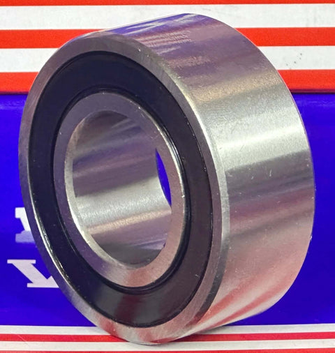 Side view of W205PP Bearing 25mm x 52mm x 13/16" inch - Sealed Ball Bearing with chrome steel finish and rubber seals