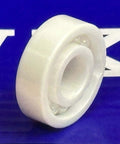 R4 Full Complement Full Ceramic Bearing 1/4" x 5/8" x 0.196" ZrO2 Bearing, angled view showing open design, no cage, in zirconia material