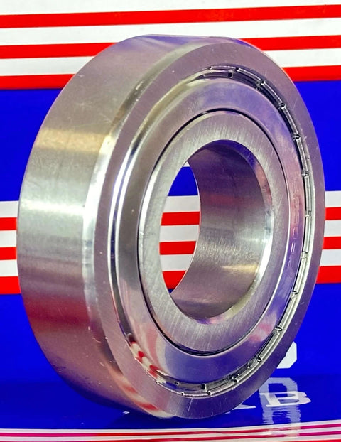 S6308ZZ Food Grade Stainless Steel Ball Bearing with shielded design, showcasing high-strength material on a colorful background.