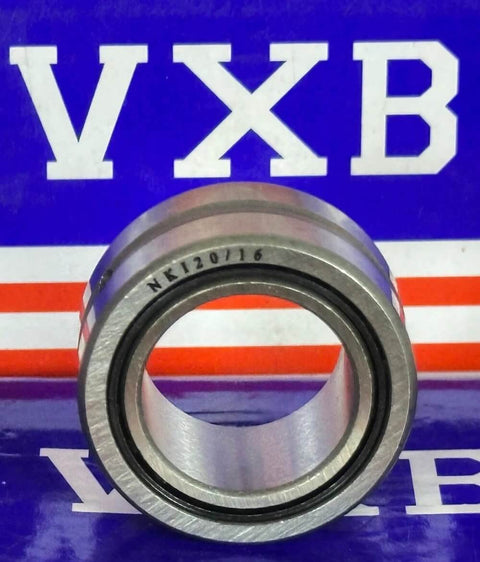NKI20/16 Needle Roller Bearing 20x32x16mm - Machined Type front view against VXB packaging