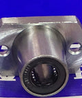 Front view of LMH12UU 12mm Flanged Ball Bushing CNC Linear Motion Bearing 12x21x30mm with square flange and metal surface