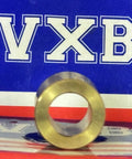 Front view of 3/8" x 5/8" x 3/4" inch Bearing Bronze Cast Bushing Plain Sleeve with VXB packaging background