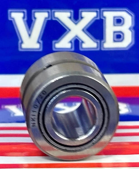 Front view of NKI10/20 Needle Roller Bearing 10x22x20mm - Machined Type on a colorful background