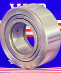NUTR40PP Track Cylindrical 2-Row Roller Bearing 40x80x32mm in steel, front view against a blue and red background