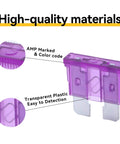 Close-up of a 3 Amp ATC ATO blade fuse in purple with tin-plated zinc terminals, labeled for cars, trucks, boats, marine and RV systems.