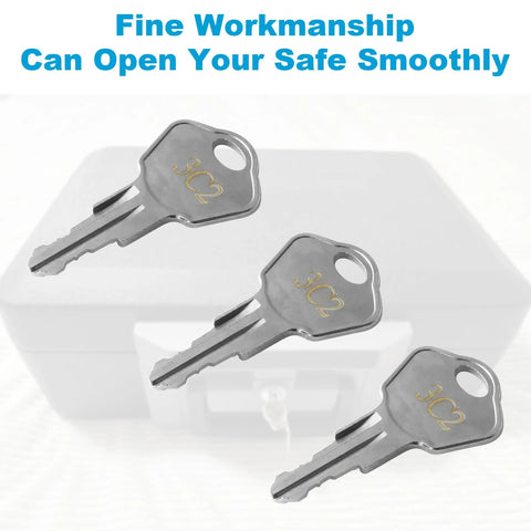 Three Replacement Keys for 3C2 Safe Locks provide fast, secure access to safes, file cabinets, and desks; this cost-effective 3-piece set matches 3C2 codes.