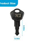 Three Replacement Keys for 3C2 Safe Locks provide fast, secure access, showing one key size dimensions 0.92in x 0.35in