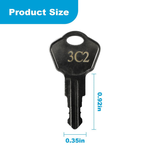 Three Replacement Keys for 3C2 Safe Locks provide fast, secure access, showing one key size dimensions 0.92in x 0.35in
