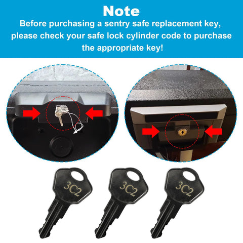Three Replacement Keys for 3C2 Safe Locks provide fast, secure access to safes, file cabinets, and desks; 3 keys shown.