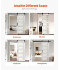Sliding Barn Door 30 x 84 Inch With Glass Panel, Durable MDF Construction, Includes Hardware Kit