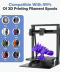 3D printer with dragon model, showing compatibility with various filament types, emphasizing Filament Vacuum Storage Kit With USB Pump 20 Light Proof Vacuum Bags For 3D Filament Keeps Dry And Clean 12.6 x 13.38 in.
