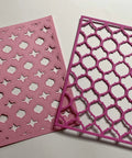 3D Floral Cutting Dies Set For Scrapbooking And Card Making With Layered Four Leaf Flower Designs 22.4x14.4 Cm, pink and purple dies