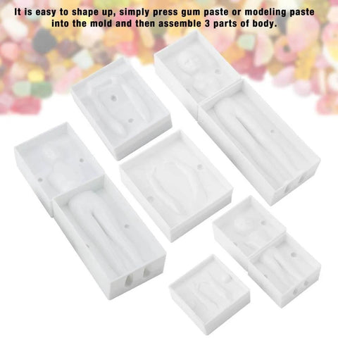 3D People Fondant Mold Set For Cake Decorating Plastic Human Shaped Clay Polymer DIY Templates Sugarcraft Baking Tool Molds