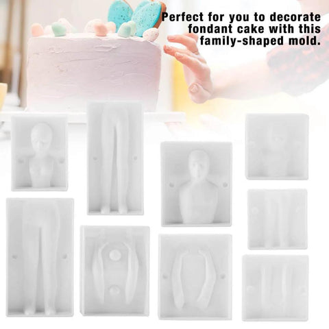 3D People Fondant Mold Set for Cake Decorating Plastic Human Shaped Clay Polymer DIY Templates Sugarcraft Baking Tool Molds