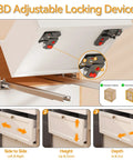 3D locking device mechanism for undermount soft close drawer slides, adjustable for side, height, and depth in face frame cabinets.