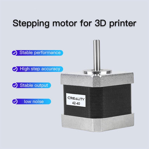 3D Printer 42-40 Stepper Motor, 2 Phase 1A 1.8 Degree 0.4N.M with silver frame and visible shaft, compatible with Ender-3, CR-10.