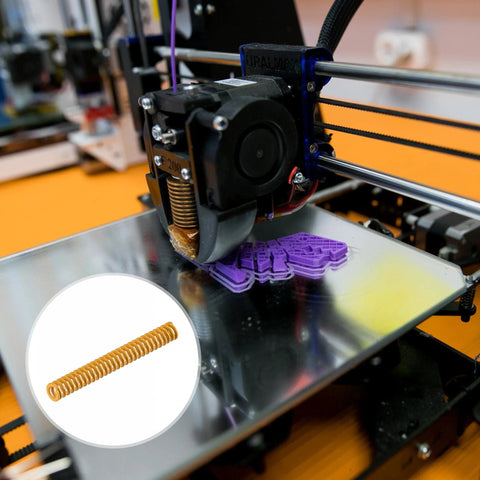 3D Printer Die Springs 8mm OD 60mm Long 20 Pack Yellow Spiral Stamping Light Load Compression in use on 3D printer
