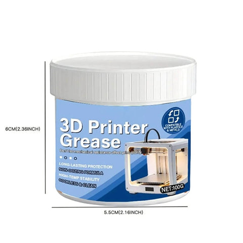 3D Printer Lube Kit 100g Bearing Oil With Brush Gear Grease for Precision Motion and Noise Reduction, blue container with dimensions