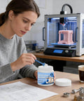 Woman applying 3D Printer Lube Kit 100g Bearing Oil With Brush Gear Grease, used for precision motion and noise reduction