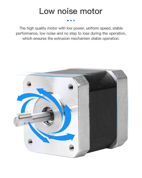 3D Printer Stepper Motor 42-34, 2 Phases 0.8A 1.8 Degrees 0.4 N.M close-up showing shaft with arrows indicating rotation