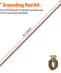 3 Ft Ground Rod Kit Half Inch Copper Clad Grounding Rod With Ground Clamp For Electric Fences Satellite Dishes Generators And Earthing Needs