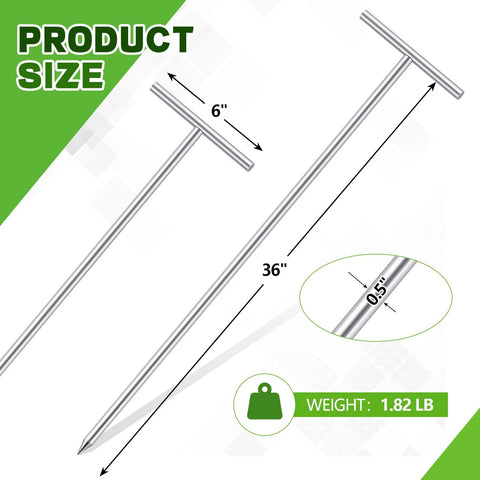 2 Pack 36 Inch T Handle Galvanized Ground Rods Half Inch Diameter 3 Foot Long For Electric Fence And Industrial Power Setups