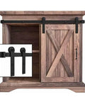 3FT Super Mini Sliding Barn Door Hardware Kit for Single Cabinet Doors on TV Stands and Small Wardrobes shown on wooden cabinet