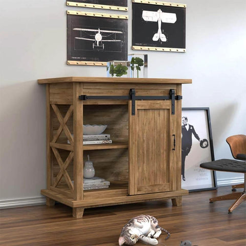 TV stand with 3FT Super Mini Sliding Barn Door Hardware Kit for Single Door, J Shape Hanger, Carbon Steel, Frosted Black Finish, 100 lb Capacity