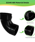 3 Inch ABS 45 Degree Street Elbow Fitting for DWV Pipes Hub to Spigot, Solvent Weld Required, detailed image of elbow fitting