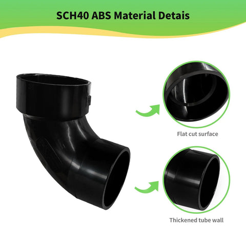 3 Inch ABS 45 Degree Street Elbow Fitting for DWV Pipes Hub to Spigot, Solvent Weld Required, detailed image of elbow fitting