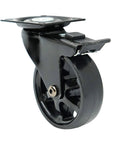 3 Inch Polyurethane Black Mag Designer Caster Set With Non Marking Floor Protection, Total Lock Braking System side view