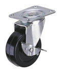 3" inch Caster Wheel 121 Lbs - Center Brake - TPR - Top Plate Mount for smooth motion in automation systems, 1-pack