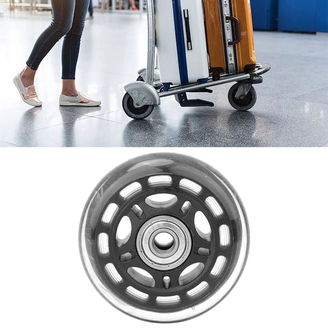 3 Inch Caster Wheels With 608ZZ Bearing 76x24x8mm Silent Black Transparent PU Replacement Wheels for luggage carts close-up
