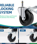 Close-up view of 3 Inch Caster Wheels For Outdoor Grill Stand XSKUNSTAND With Brakes And 360 Degree Swivel Wheel Kit