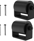 3 Inch Sliding Gate Guide Rollers 2 Pack with C Post Welded Bracket, black hard nylon rollers with bolts shown separately.