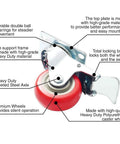 8 Pack 3 Inch Combo Caster Set With 4 Swivel Casters With Brakes and 4 Plate Heavy Duty Casters on Red PU Wheels close-up view