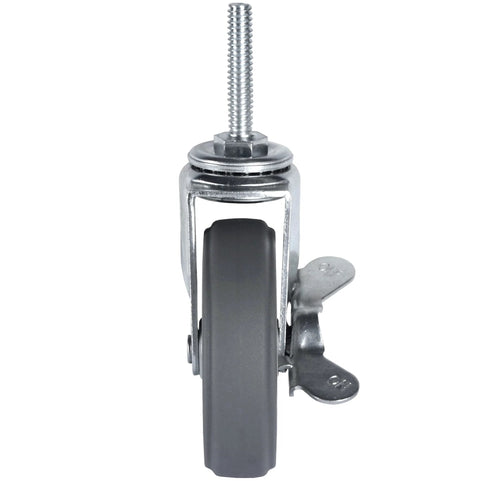 Heavy Duty 3 Inch Swivel Caster Wheels Set Of Four With Five Sixteenth Inch Threaded Stem Eighteen Threads One And A Half Inch Long Rubber Locking Casters