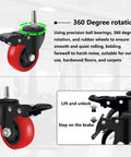 Three Inch Stem Caster Wheels Swivel With Double Locking Design showing 360-degree rotation details and secure locking system