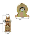 Heavy Duty 3 Inch V Groove Caster Wheels With Double Bearings For Industrial Machines And Sliding Gates Two Pack dimensions