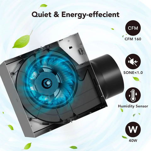 Must-Have 3-In-1 Bathroom Exhaust Fan With Light And Humidity Sensor showing internal fan mechanism and humidity sensor