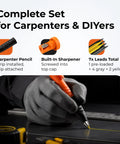 On-site marking made effortless with this 3-in-1 carpenter pencil featuring a comfortable finger grip, seven color coded leads, a built-in sharpener, and a pocket clip for quick use, delivering durable fine lines on wood, metal, and concrete with ease.