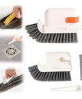 3-In-1 Removable Window Slot Brush With Hidden Scraper for groove and track cleaning, showcasing a portable orange cleaning tool.