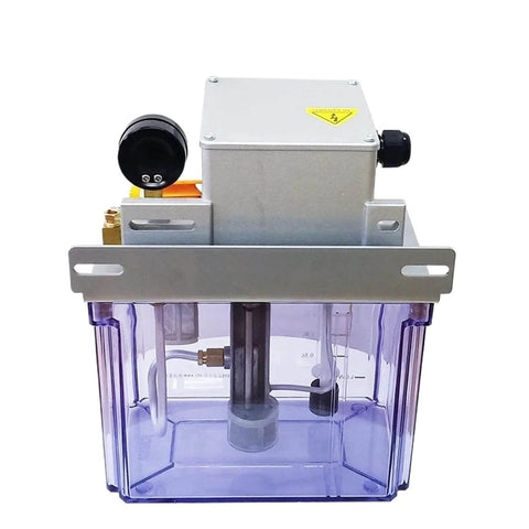 3L Automatic Electric Gear Pump with Sensor for Oil Lubrication System, shown in a clear reservoir, heavy-duty 220V gear pump