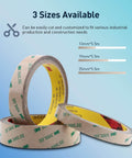 Rolls of heavy duty double sided tape 9495LE in various sizes with 300LSE adhesive, shown in front and side view