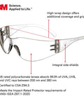 3M lightweight anti fog safety glasses with wraparound coverage ANSI Z87 clear lens side view